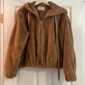 Free people faux fur hoodie jacket